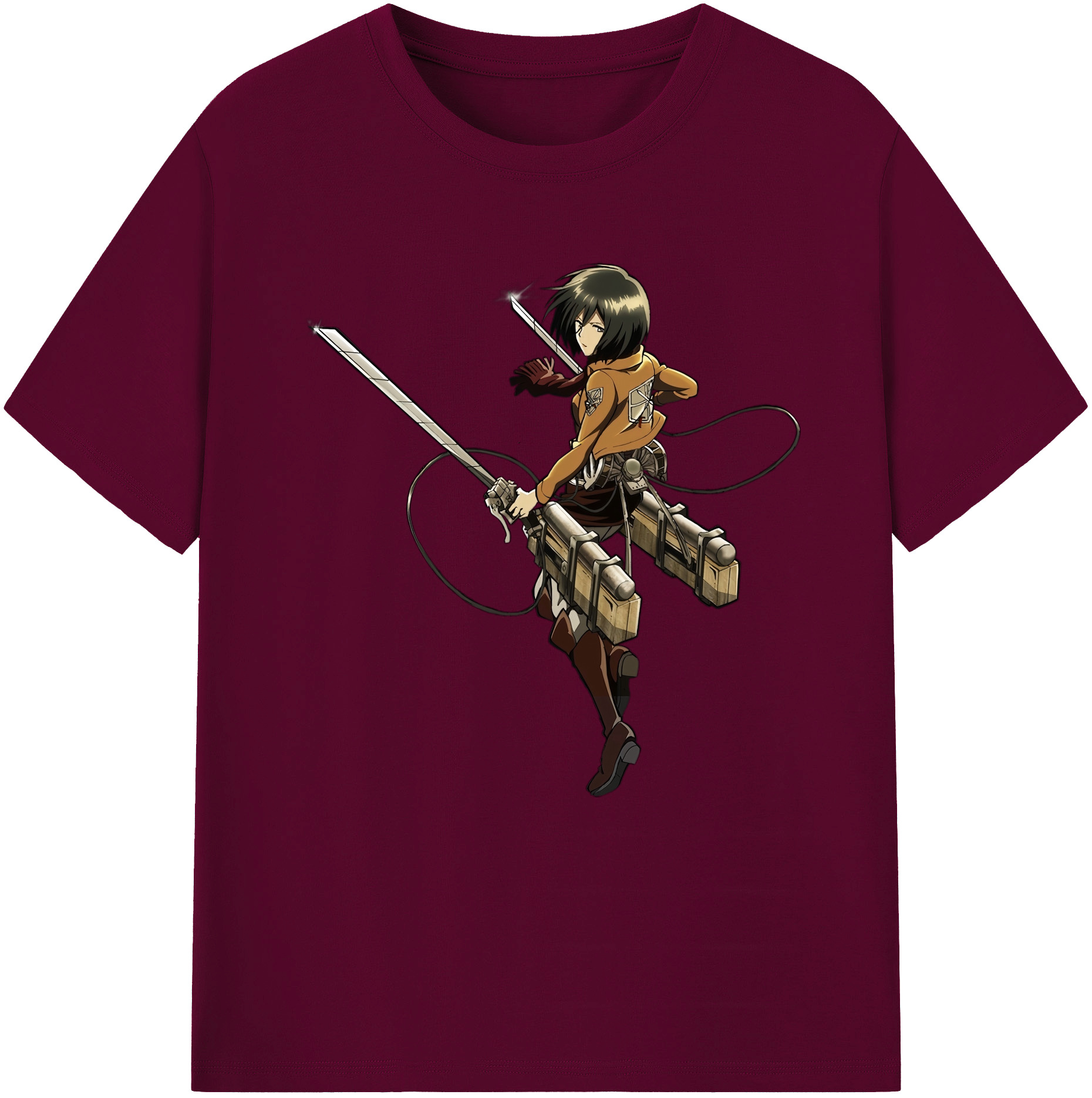 （画像用） 進撃の巨人 ミカサ·アッカーマン Attack on Titan Mikasa Ackerman レディースカジュアルプリントTシャツ（綿100％）